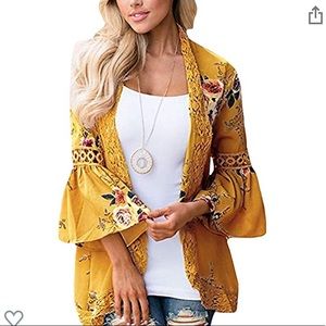 Mustard Yellow floral cardigan